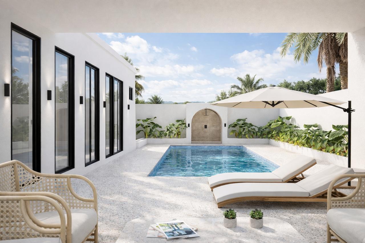 Galu Bungalows — private pool and courtyard